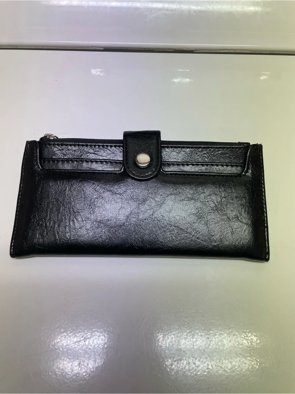 Classic Black Women's Long Wallet with Snap Closure - Picture 1 of 6